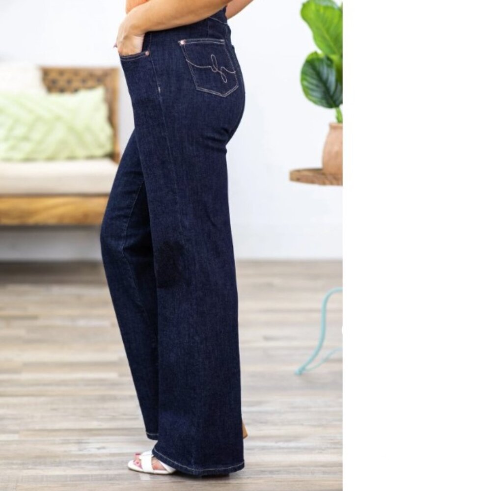 The Belle from Judy Blue: High-Rise Wide Leg Trouser Jeans Size 16W Inseam 32"